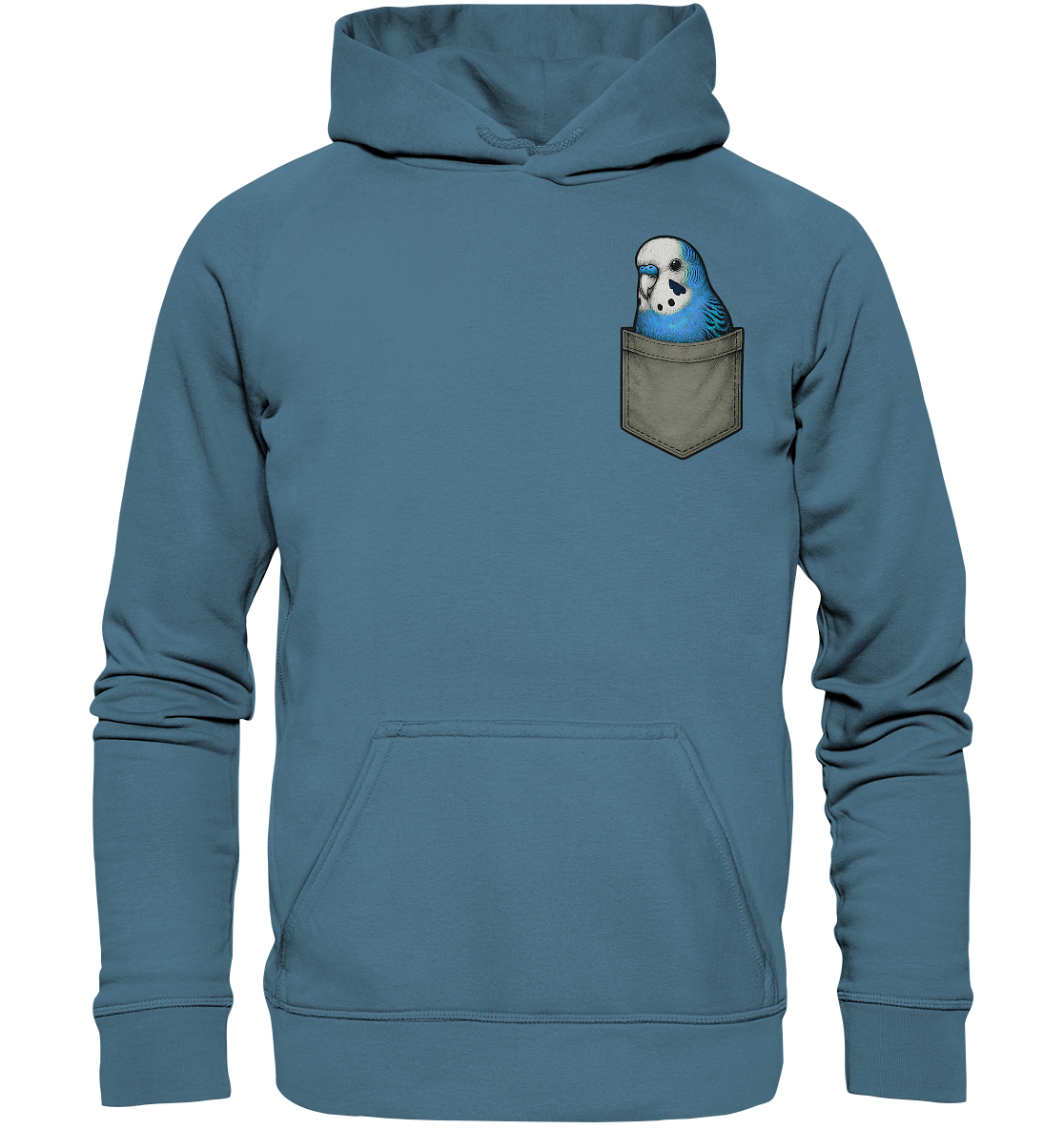 Peekaboo Pocket Bird – Lustiger Wellensittich im Hosentaschen-Style Blau - Basic Unisex Hoodie