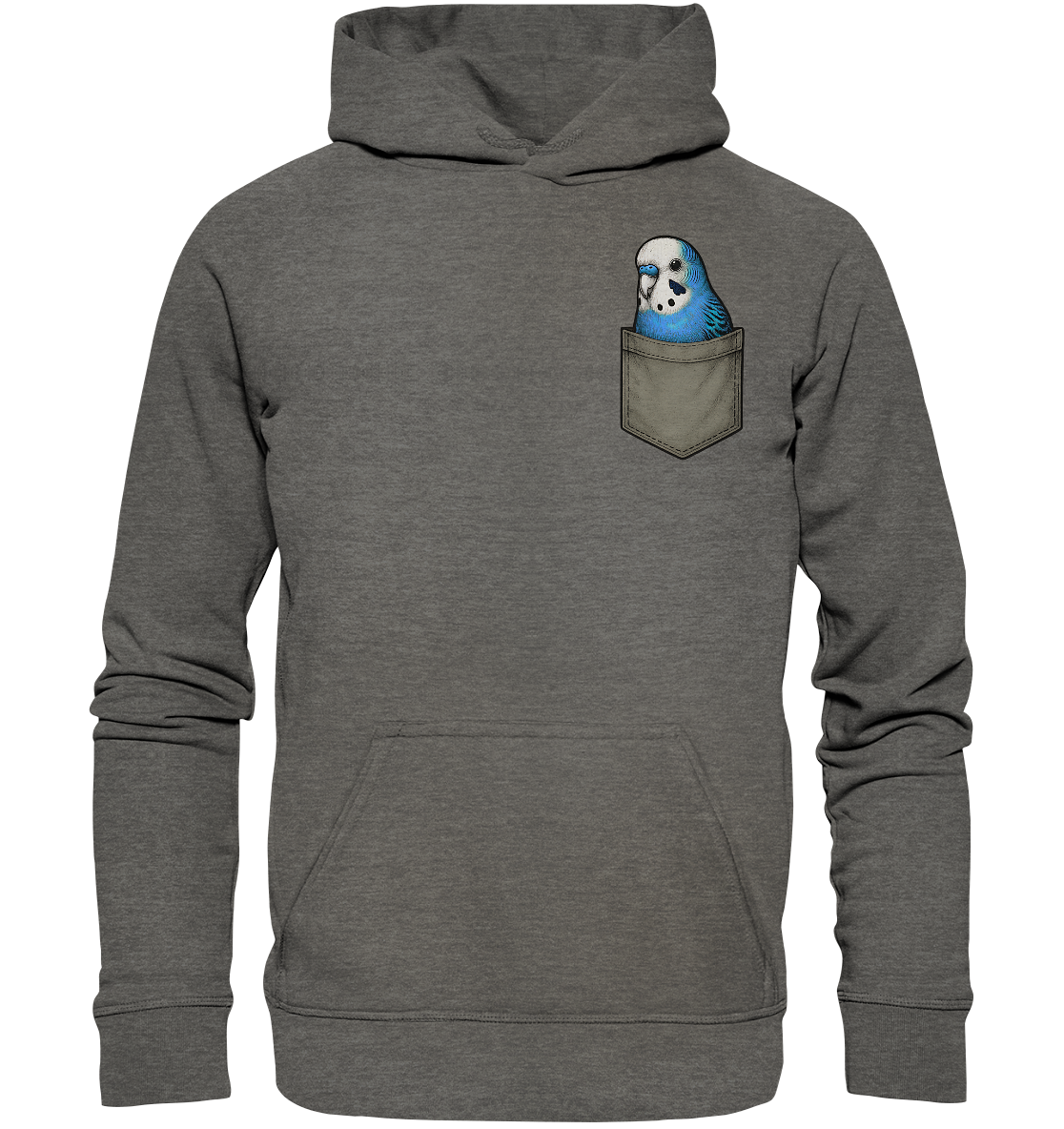 Peekaboo Pocket Bird – Lustiger Wellensittich im Hosentaschen-Style Blau - Basic Unisex Hoodie