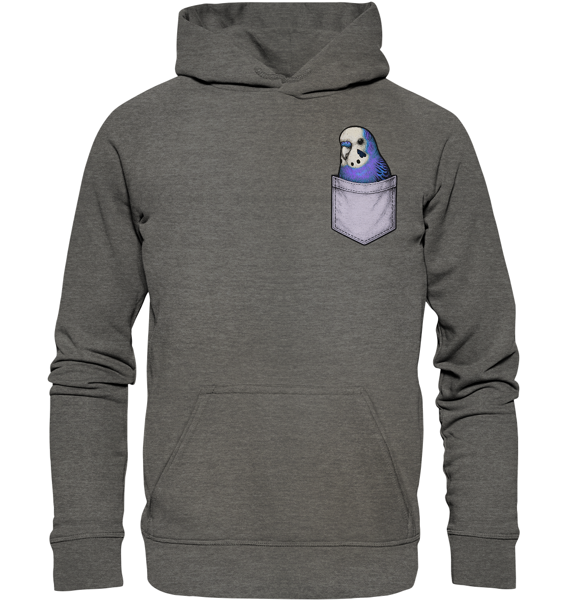 Peekaboo Pocket Bird – Lustiger Wellensittich im Hosentaschen-Style Violett - Basic Unisex Hoodie