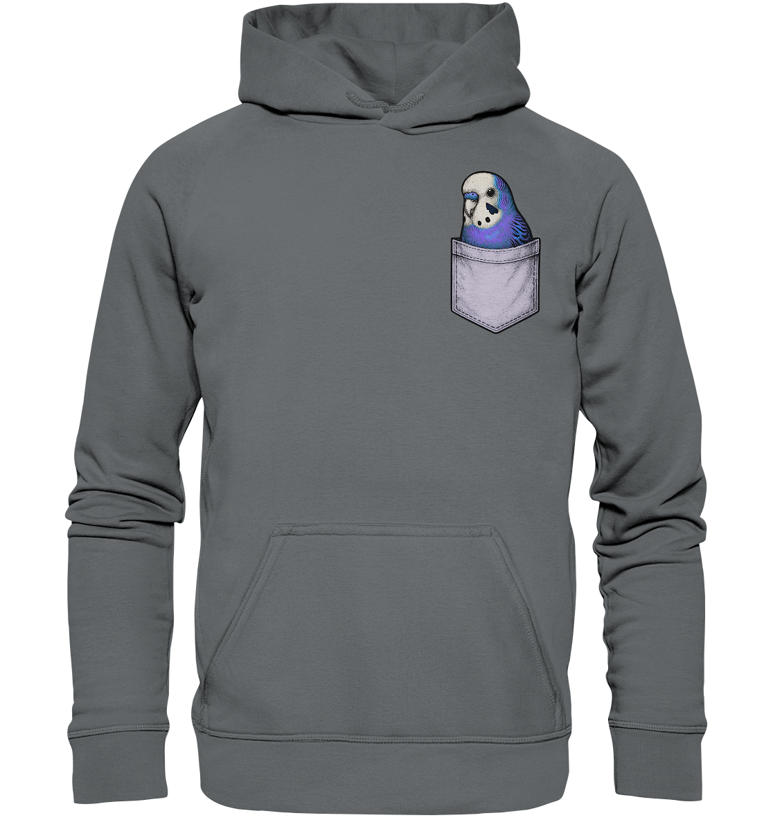 Peekaboo Pocket Bird – Lustiger Wellensittich im Hosentaschen-Style Violett - Basic Unisex Hoodie
