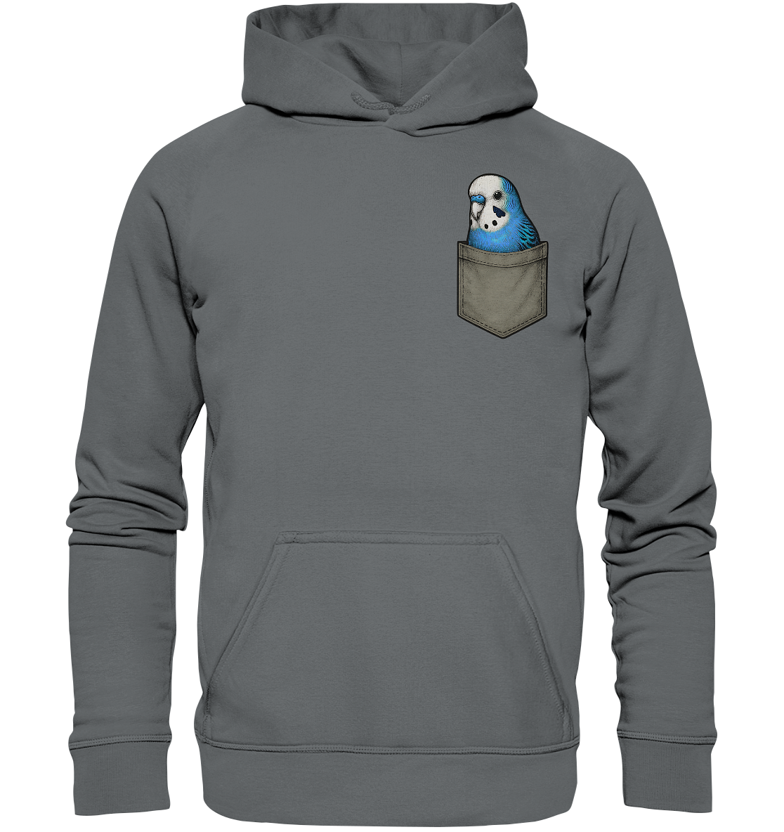 Peekaboo Pocket Bird – Lustiger Wellensittich im Hosentaschen-Style Blau - Basic Unisex Hoodie