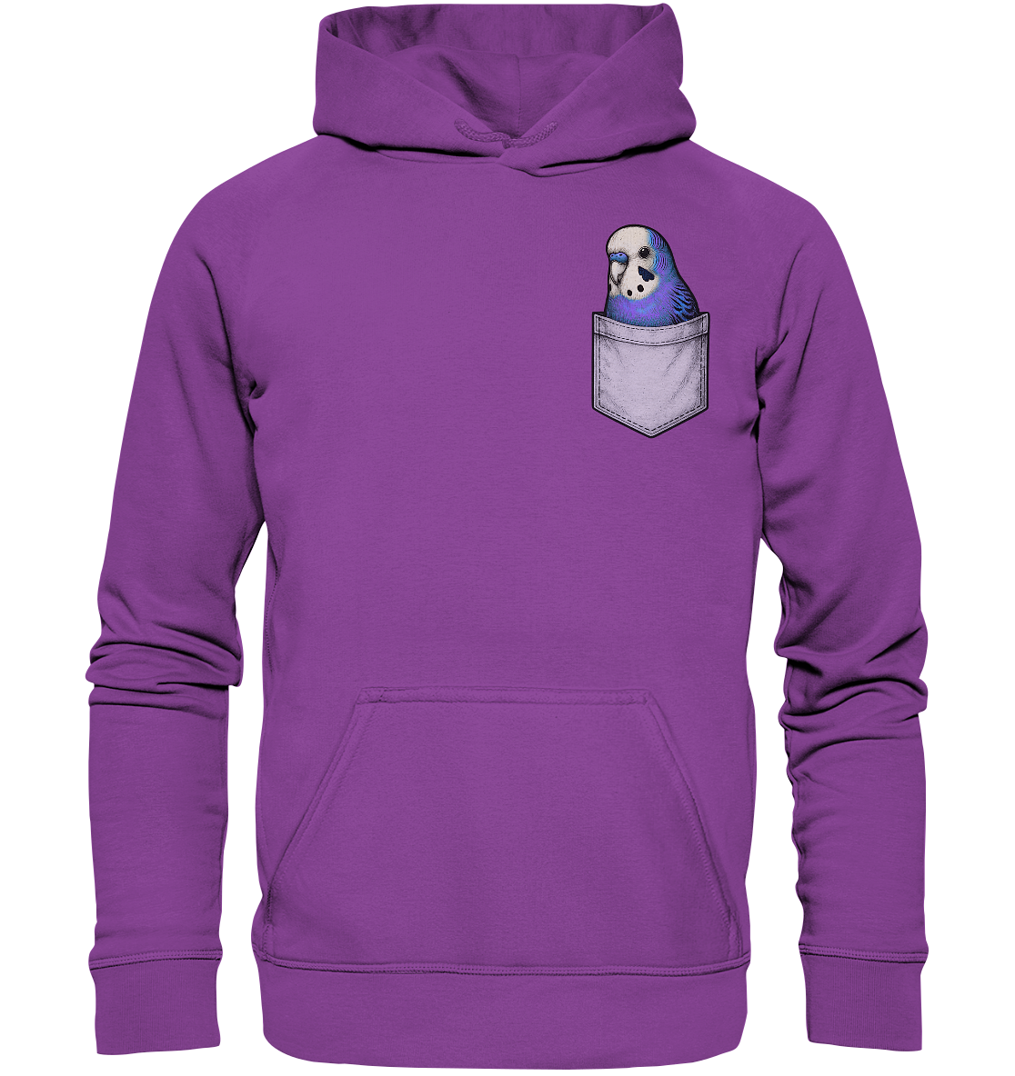 Peekaboo Pocket Bird – Lustiger Wellensittich im Hosentaschen-Style Violett - Basic Unisex Hoodie