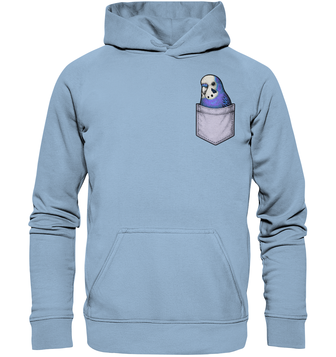 Peekaboo Pocket Bird – Lustiger Wellensittich im Hosentaschen-Style Violett - Basic Unisex Hoodie