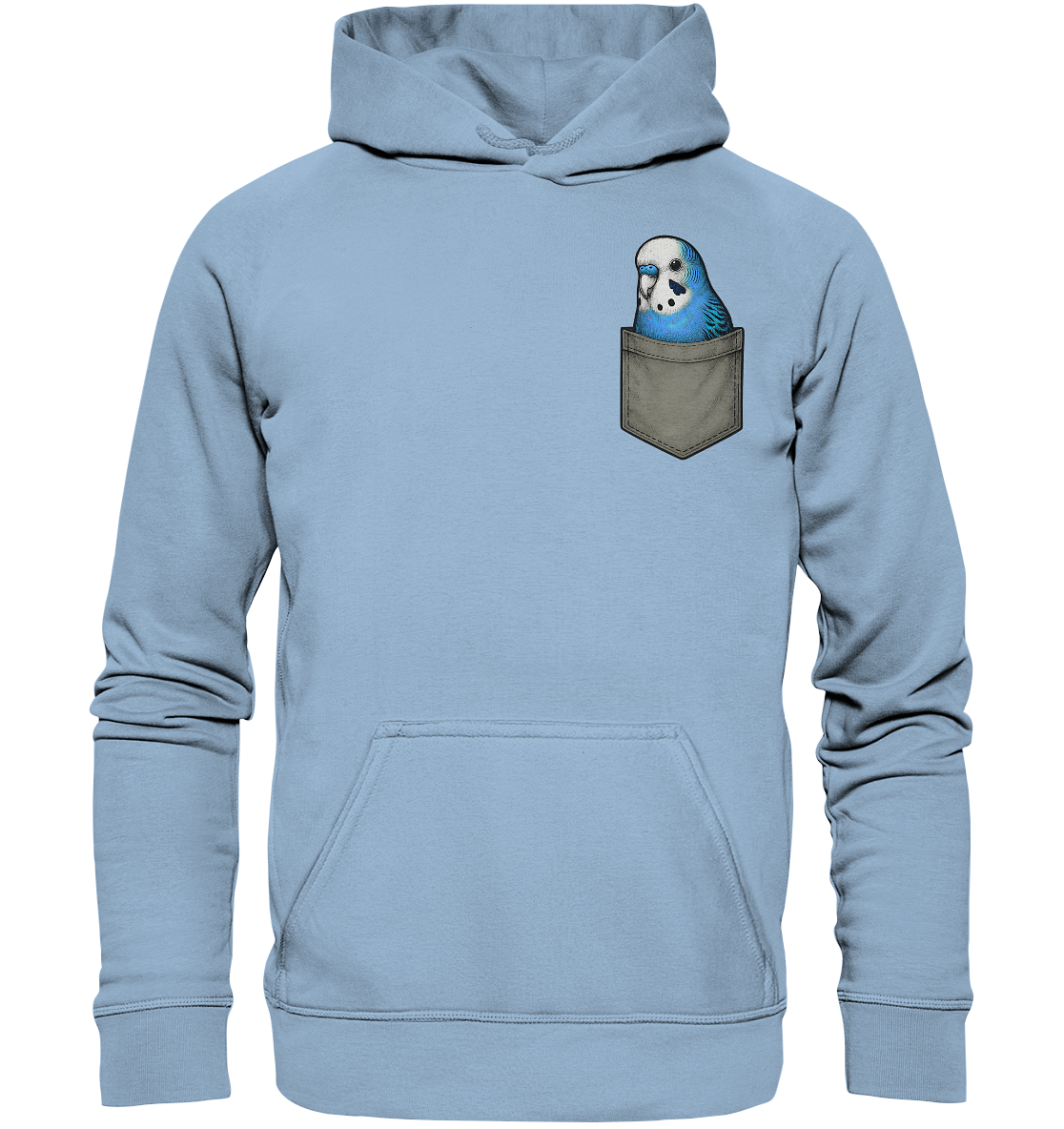 Peekaboo Pocket Bird – Lustiger Wellensittich im Hosentaschen-Style Blau - Basic Unisex Hoodie