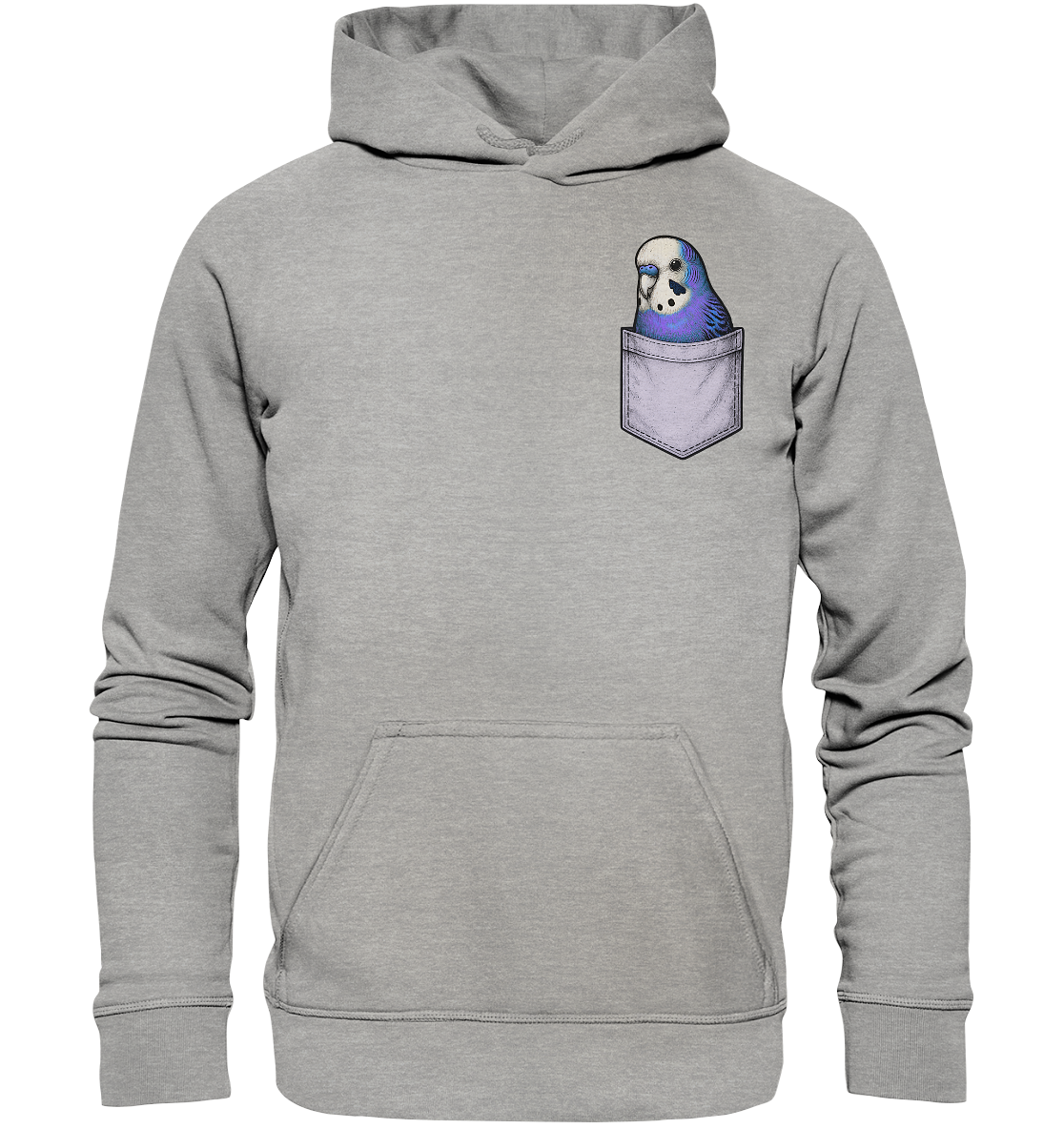 Peekaboo Pocket Bird – Lustiger Wellensittich im Hosentaschen-Style Violett - Basic Unisex Hoodie