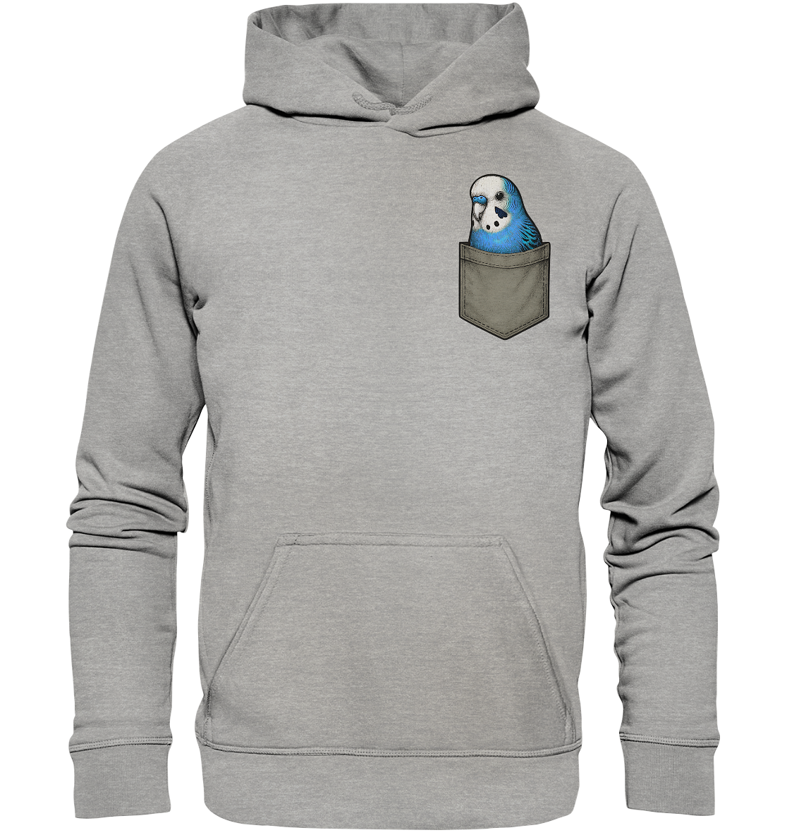Peekaboo Pocket Bird – Lustiger Wellensittich im Hosentaschen-Style Blau - Basic Unisex Hoodie