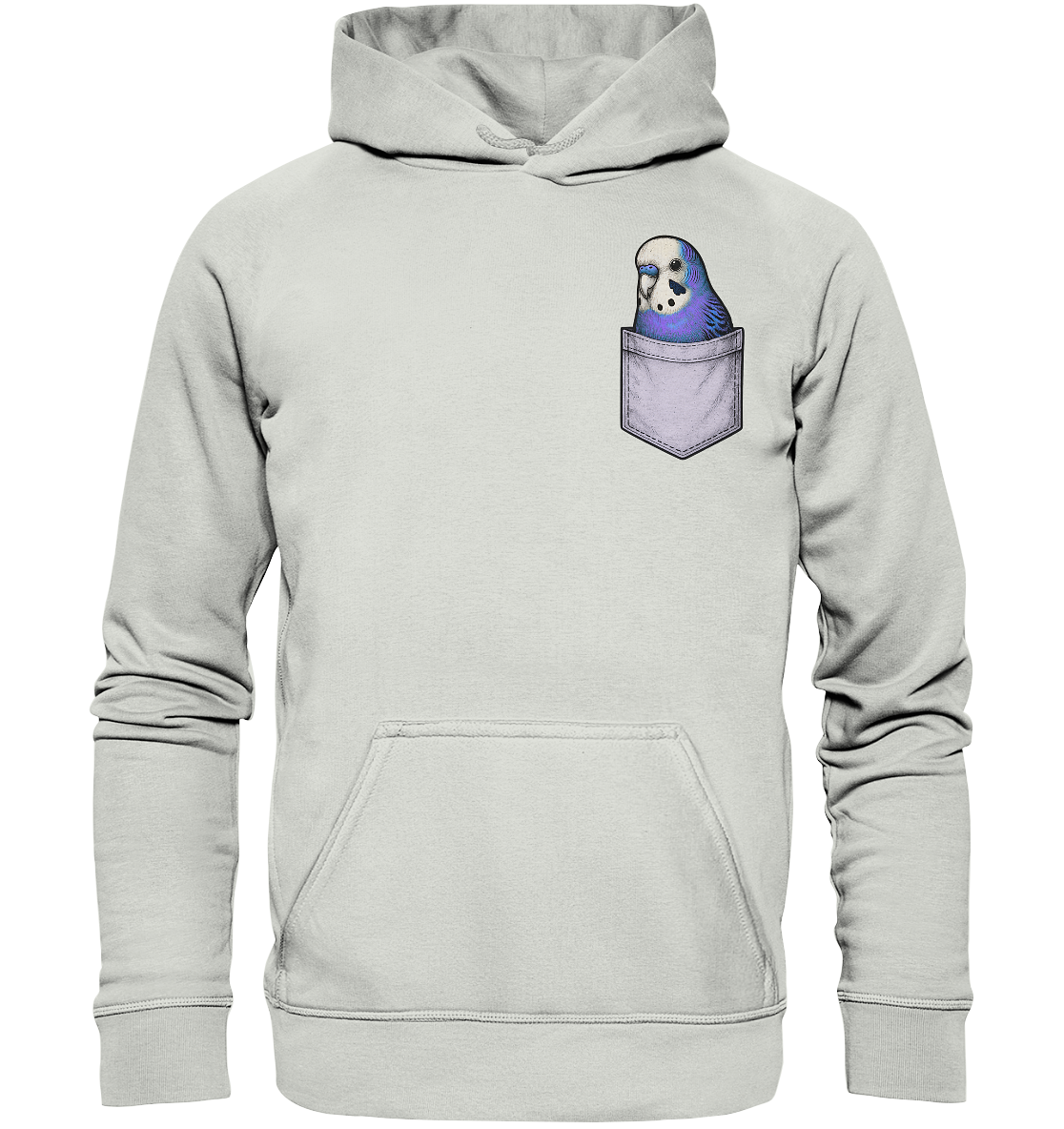 Peekaboo Pocket Bird – Lustiger Wellensittich im Hosentaschen-Style Violett - Basic Unisex Hoodie
