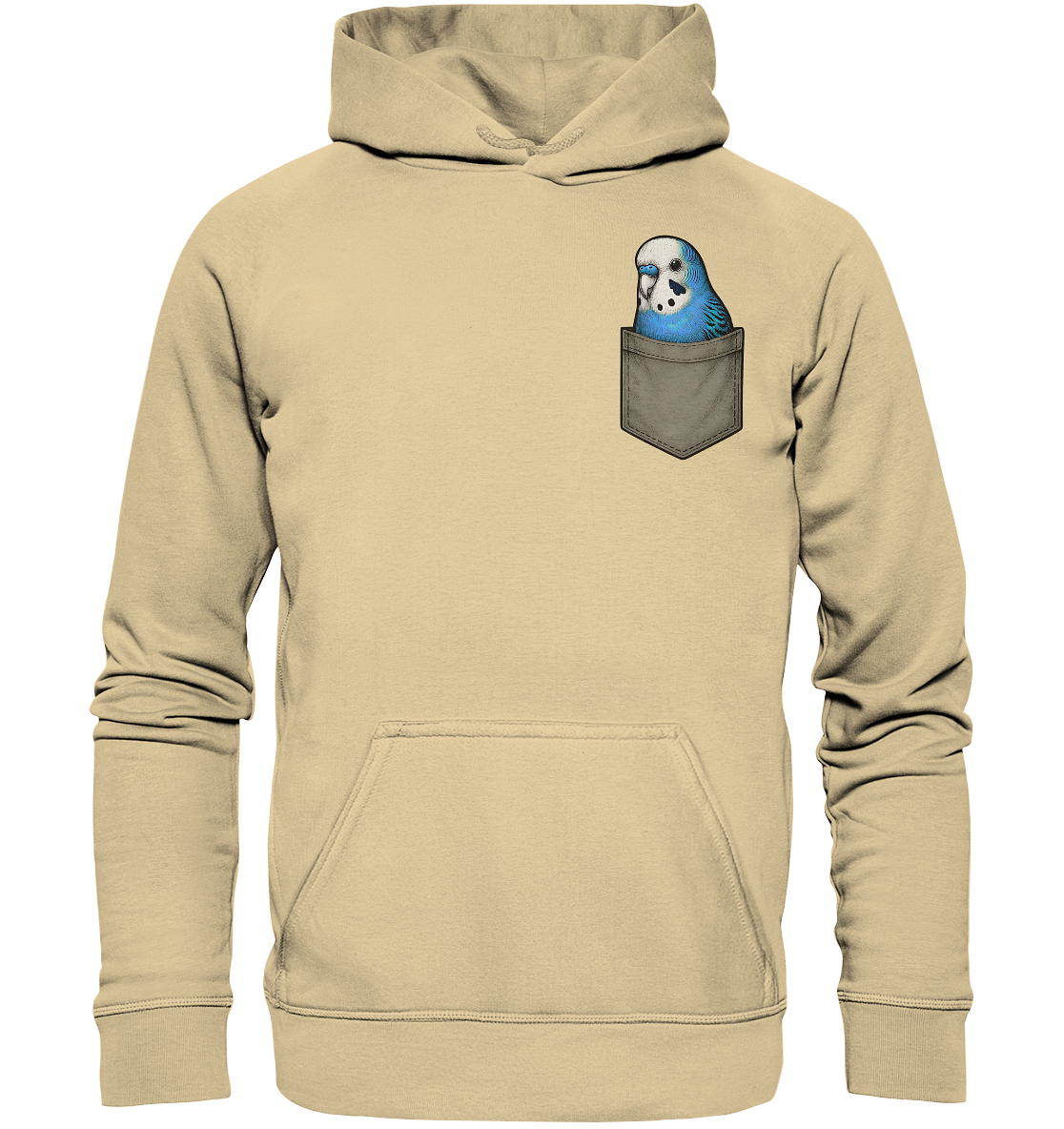 Peekaboo Pocket Bird – Lustiger Wellensittich im Hosentaschen-Style Blau - Basic Unisex Hoodie