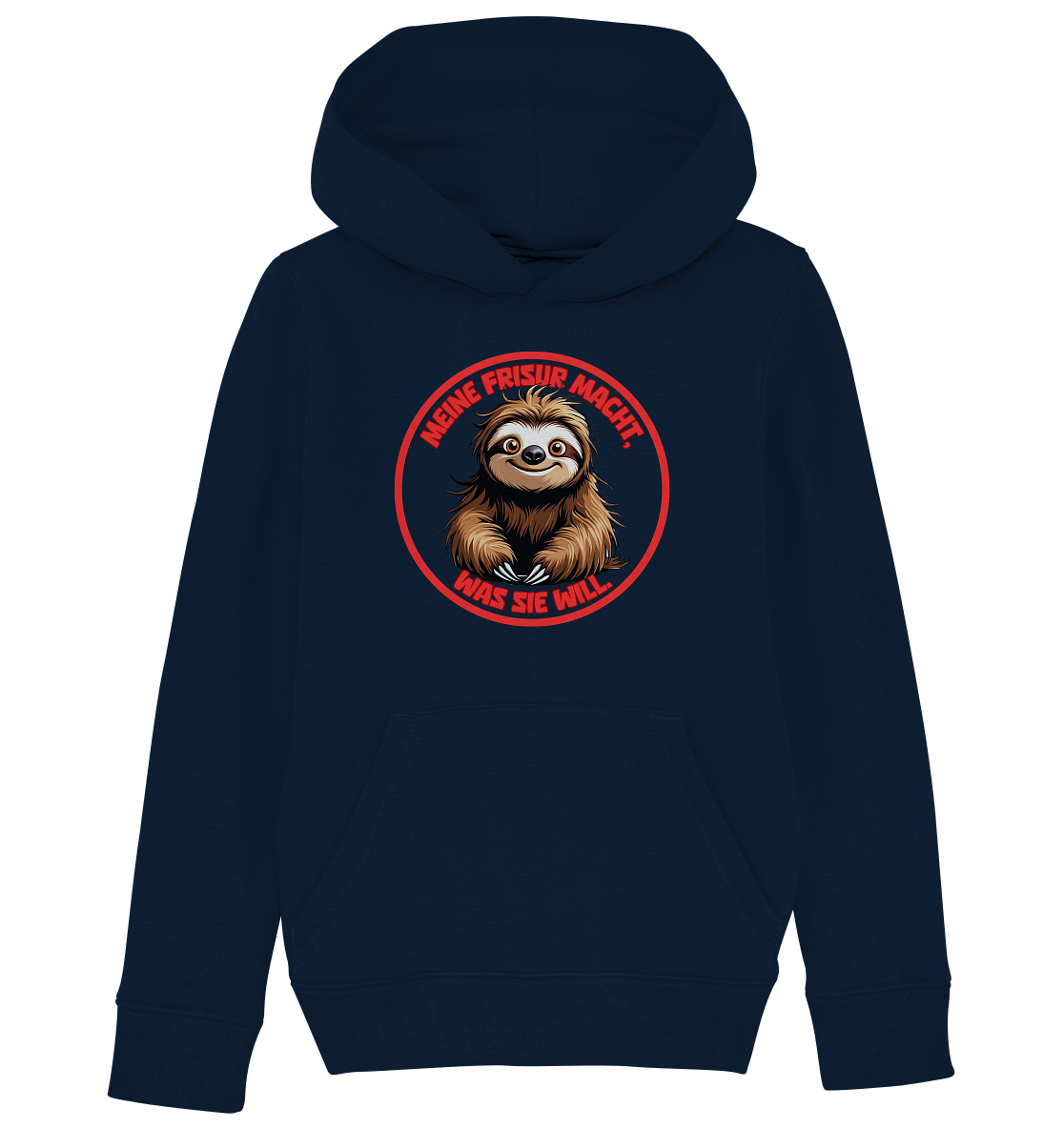 Meine Frisur macht, was sie will – Faultier (rot) - Kids Organic Hoodie