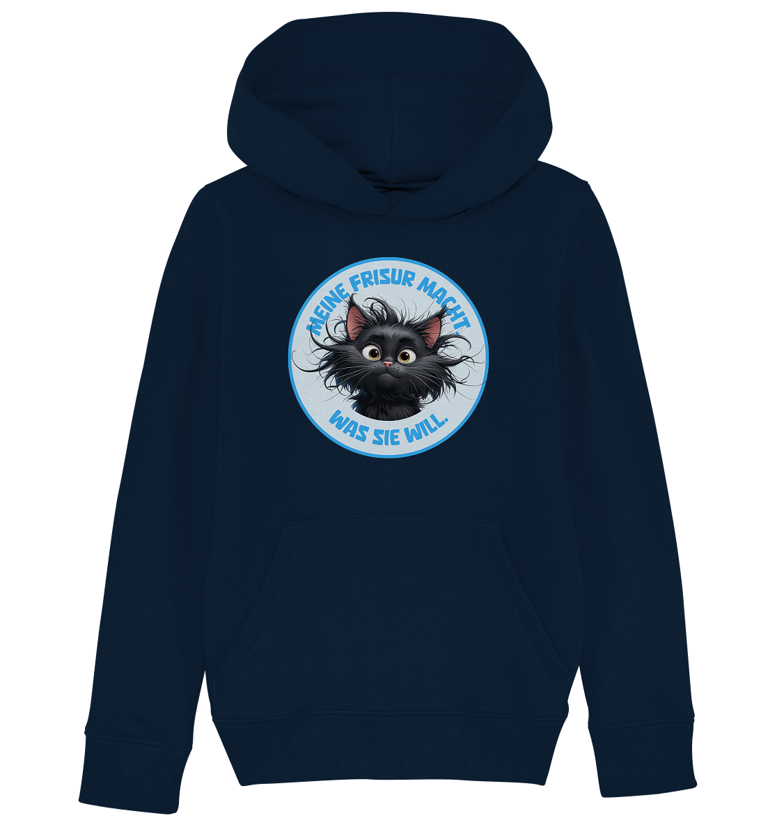 Meine Frisur macht, was sie will – Katze (blau) - Kids Organic Hoodie