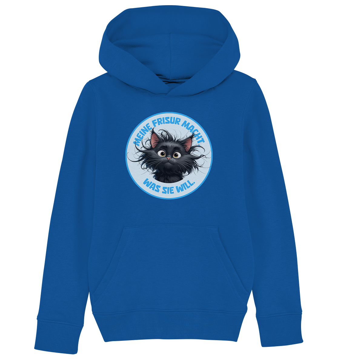 Meine Frisur macht, was sie will – Katze (blau) - Kids Organic Hoodie