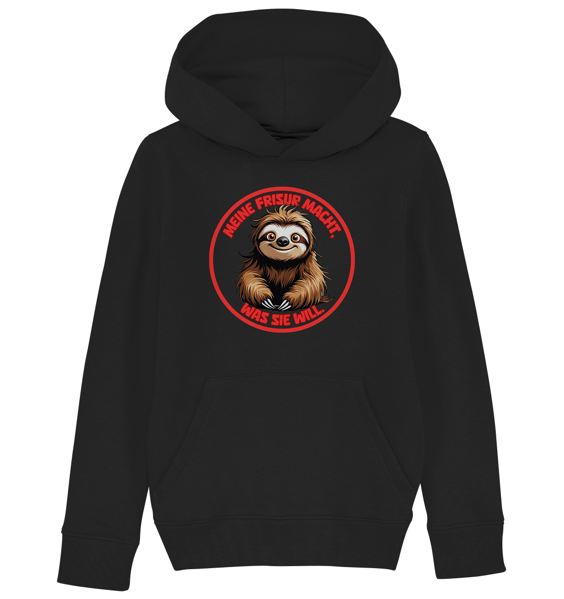 Meine Frisur macht, was sie will – Faultier (rot) - Kids Organic Hoodie