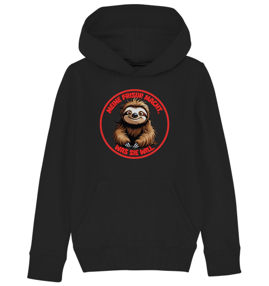 Meine Frisur macht, was sie will – Faultier (rot) - Kids Organic Hoodie