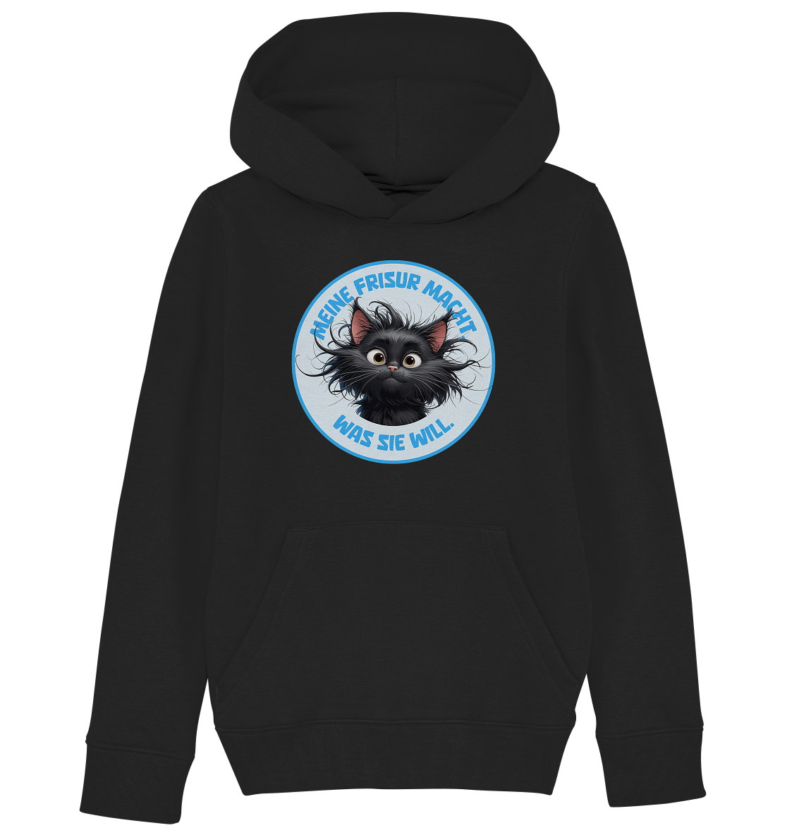Meine Frisur macht, was sie will – Katze (blau) - Kids Organic Hoodie