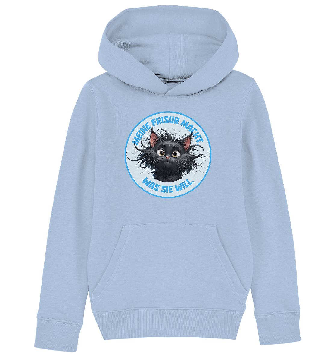 Meine Frisur macht, was sie will – Katze (blau) - Kids Organic Hoodie