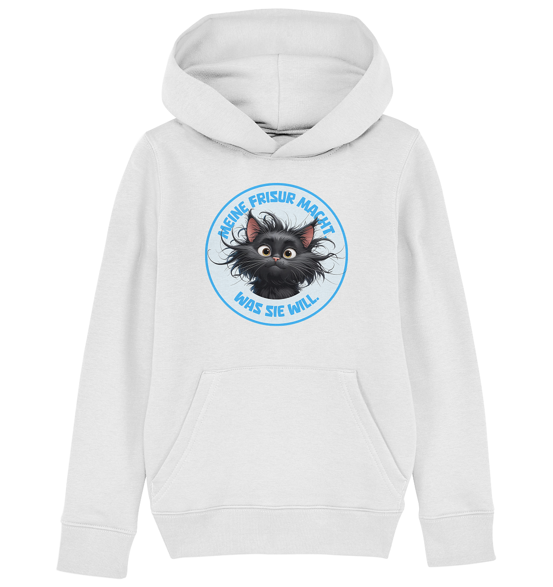 Meine Frisur macht, was sie will – Katze (blau) - Kids Organic Hoodie