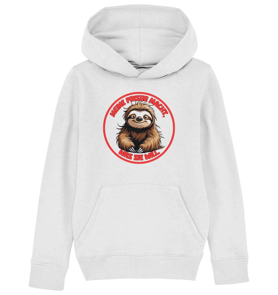 Meine Frisur macht, was sie will – Faultier (rot) - Kids Organic Hoodie