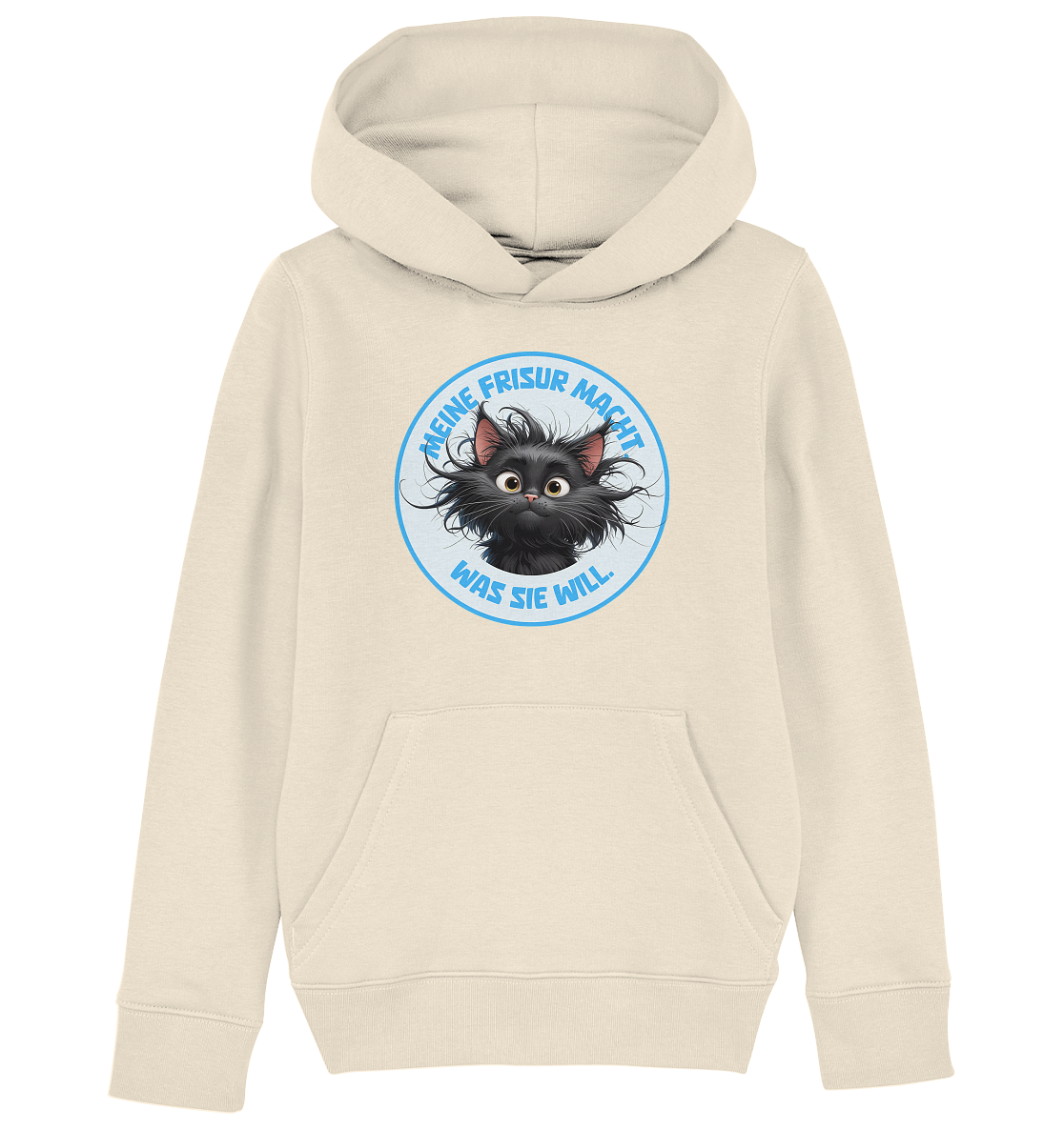 Meine Frisur macht, was sie will – Katze (blau) - Kids Organic Hoodie