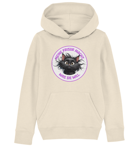 Meine Frisur macht, was sie will – Katze (lila) - Kids Organic Hoodie