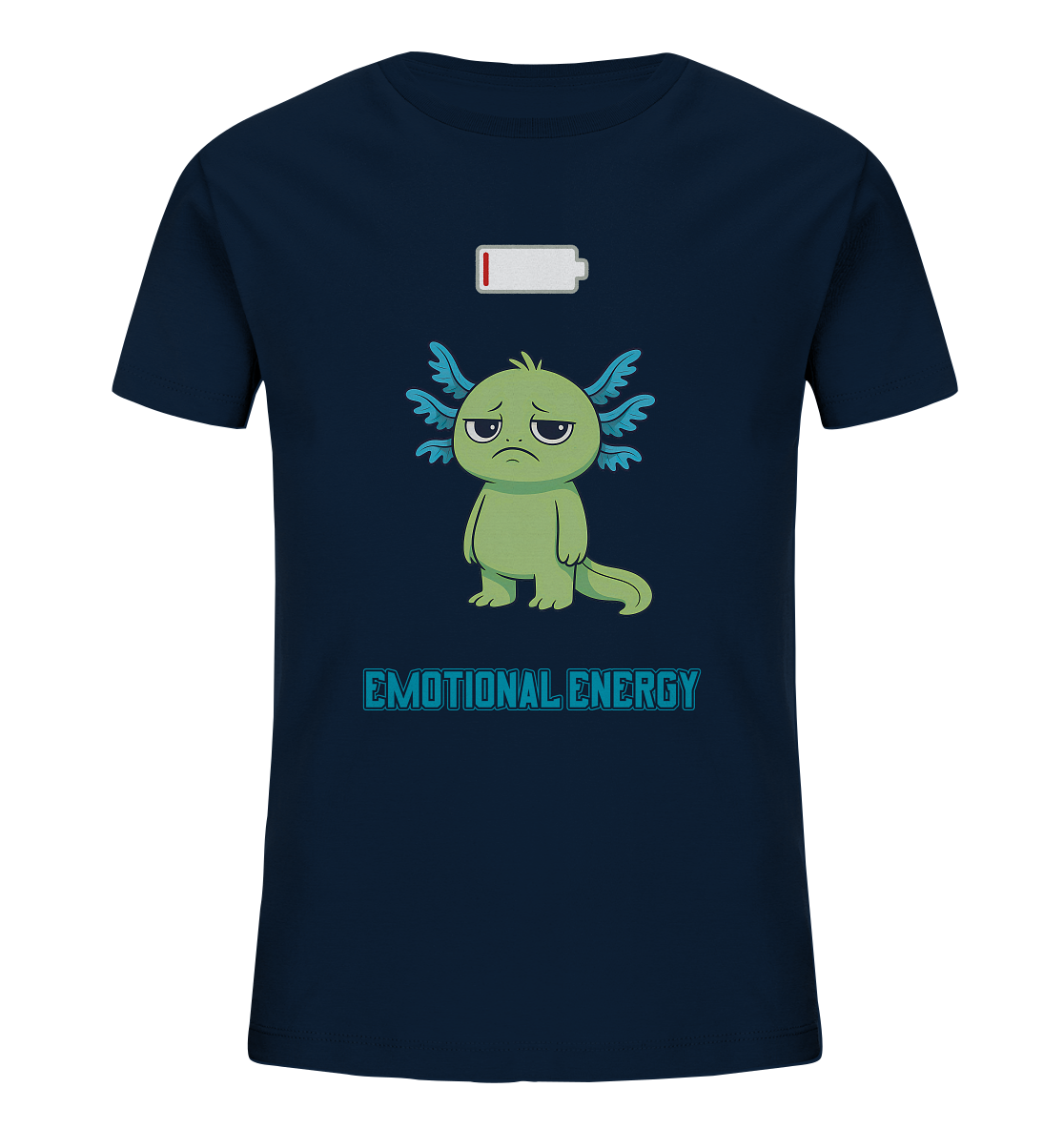 Emotional Energy – Axolotl mit leerem Akku (Grün) - Kids Organic Shirt