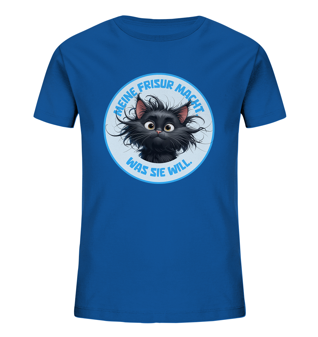 Meine Frisur macht, was sie will – Katze (blau) - Kids Organic Shirt