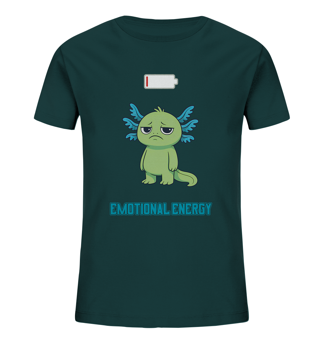 Emotional Energy – Axolotl mit leerem Akku (Grün) - Kids Organic Shirt