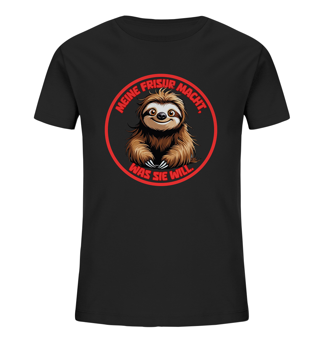 Meine Frisur macht, was sie will – Faultier (rot) - Kids Organic Shirt