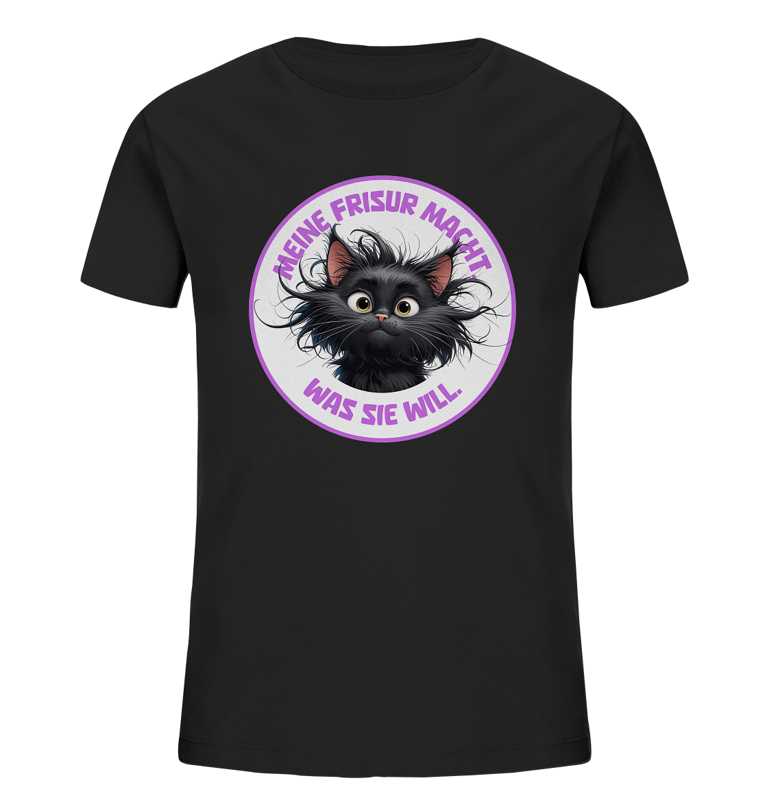 Meine Frisur macht, was sie will – Katze (lila) - Kids Organic Shirt