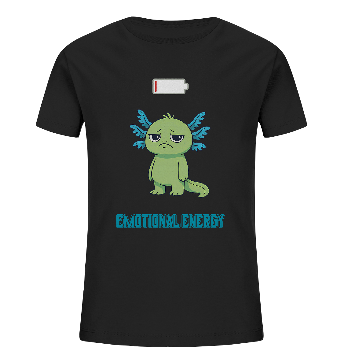 Emotional Energy – Axolotl mit leerem Akku (Grün) - Kids Organic Shirt