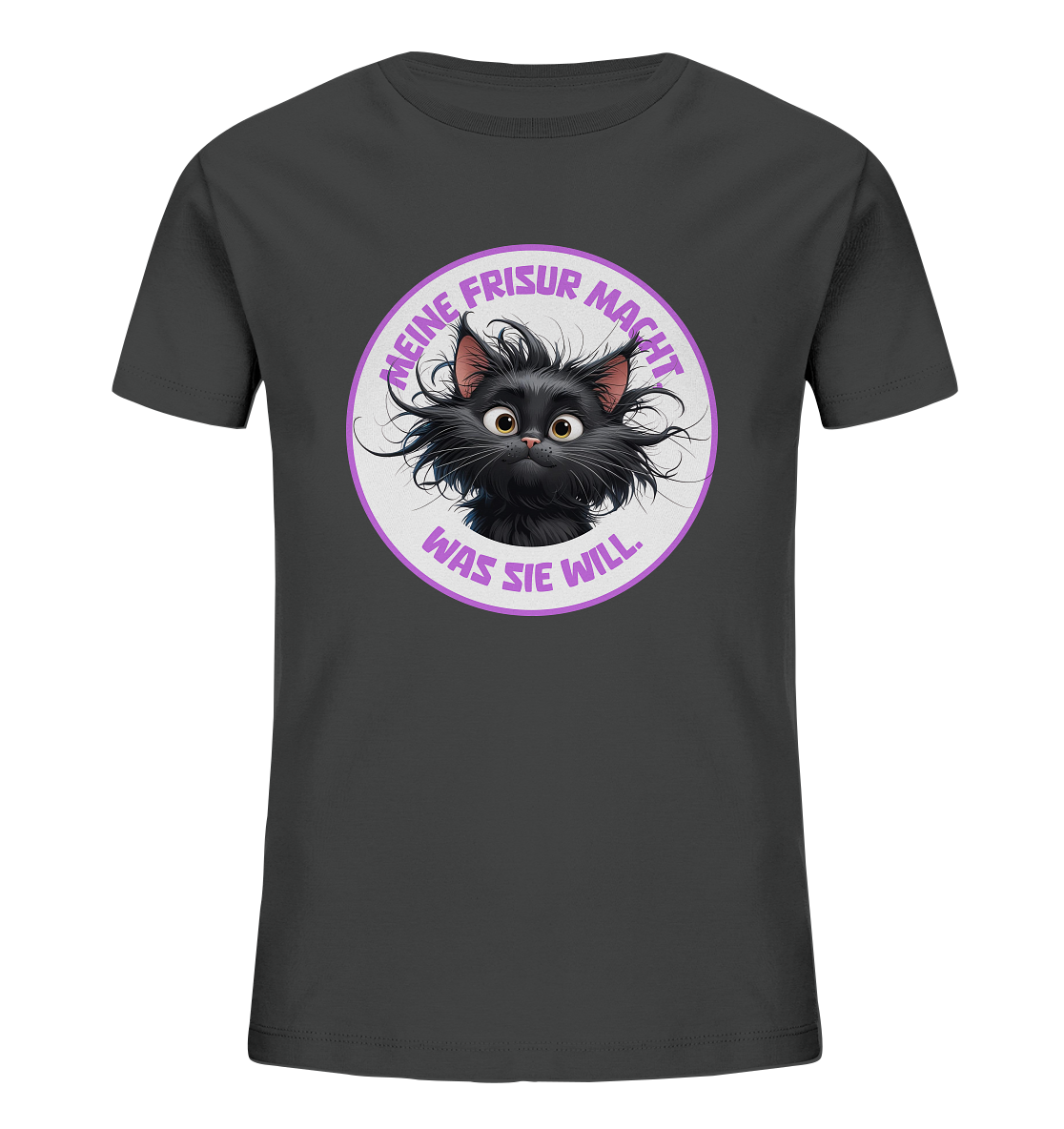 Meine Frisur macht, was sie will – Katze (lila) - Kids Organic Shirt