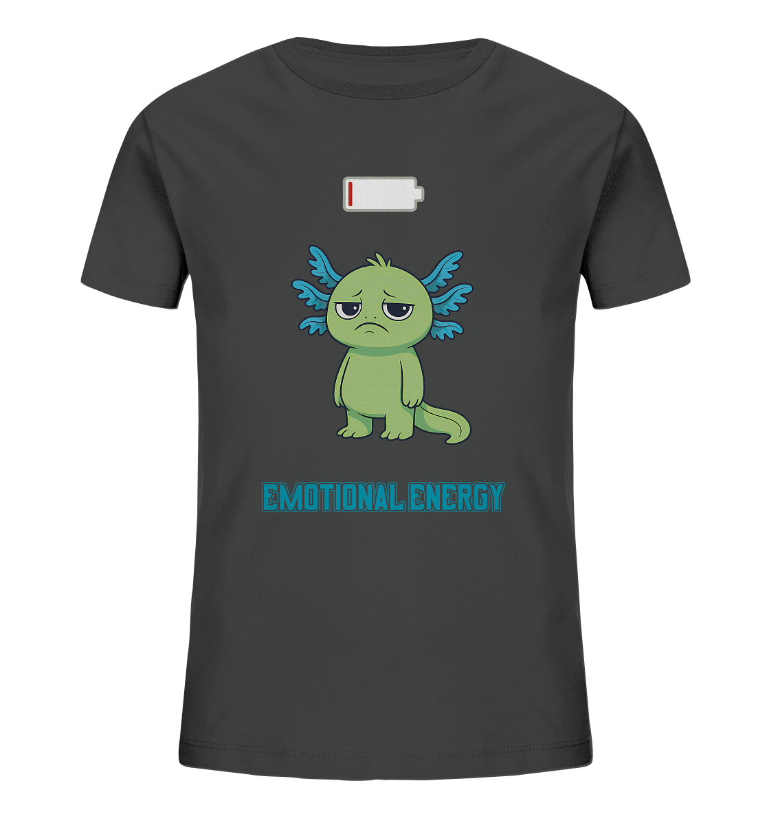 Emotional Energy – Axolotl mit leerem Akku (Grün) - Kids Organic Shirt