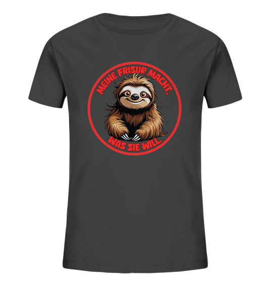 Meine Frisur macht, was sie will – Faultier (rot) - Kids Organic Shirt