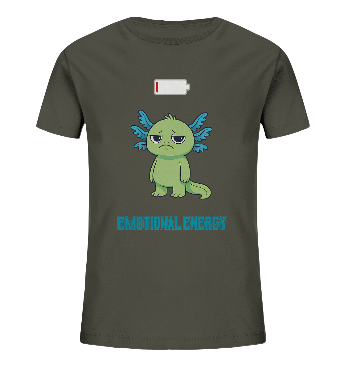 Emotional Energy – Axolotl mit leerem Akku (Grün) - Kids Organic Shirt