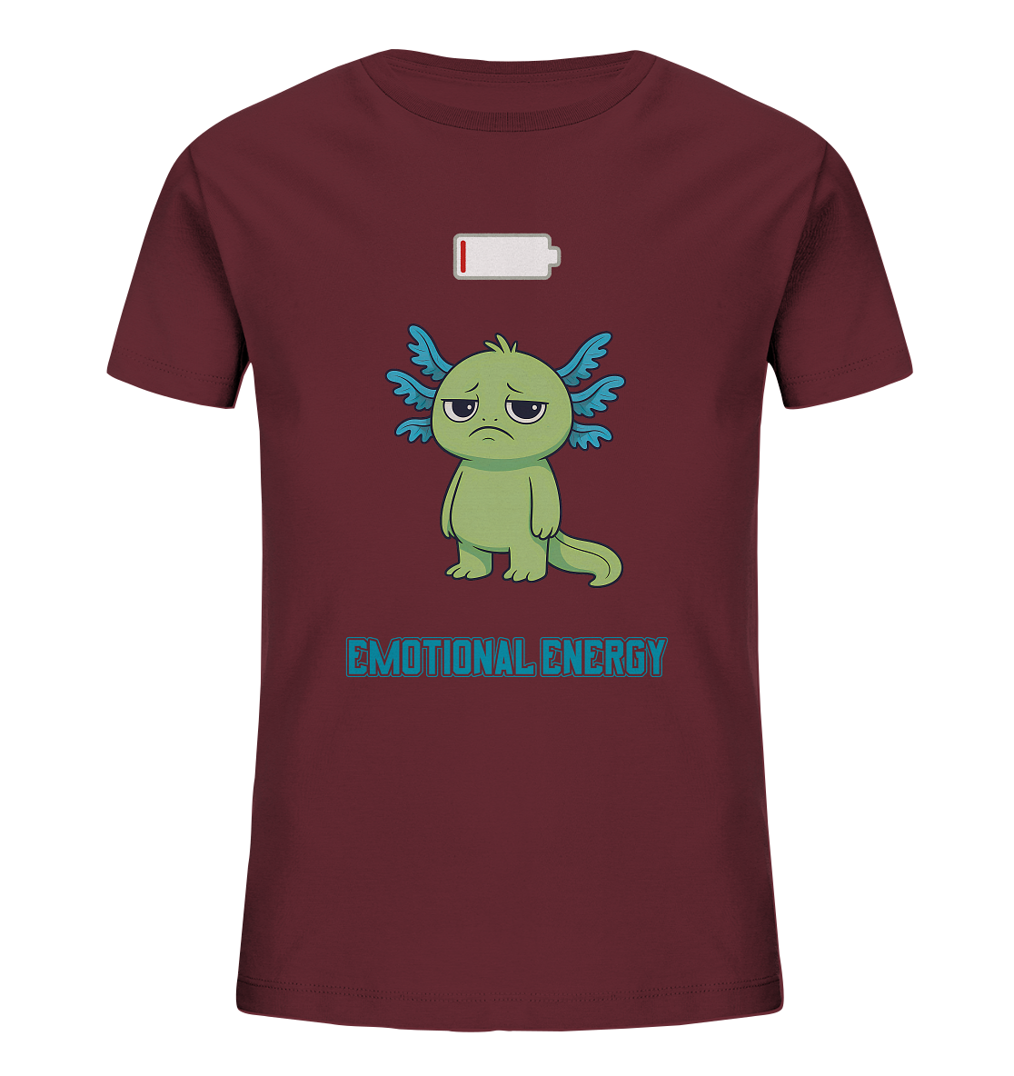 Emotional Energy – Axolotl mit leerem Akku (Grün) - Kids Organic Shirt