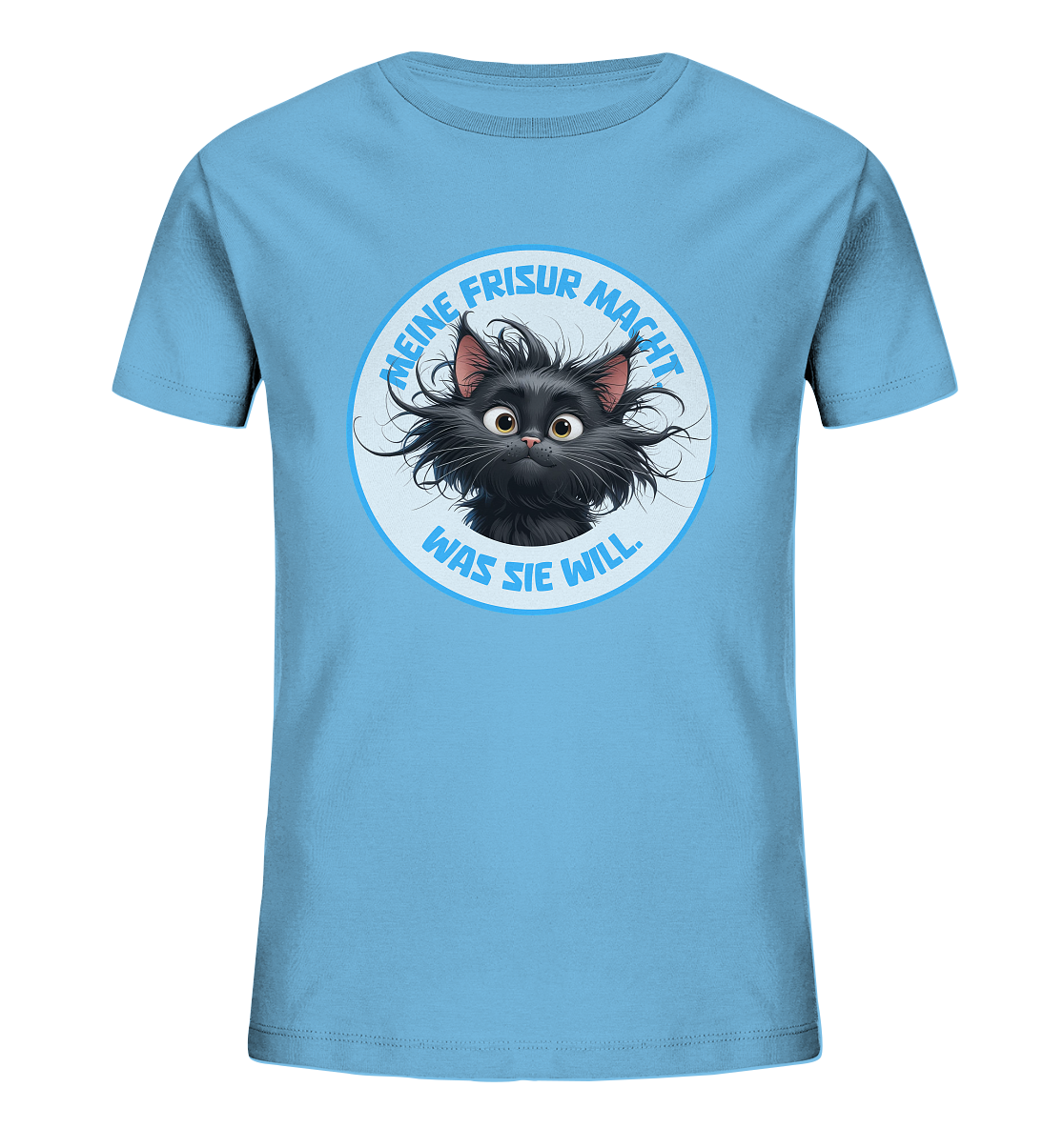 Meine Frisur macht, was sie will – Katze (blau) - Kids Organic Shirt