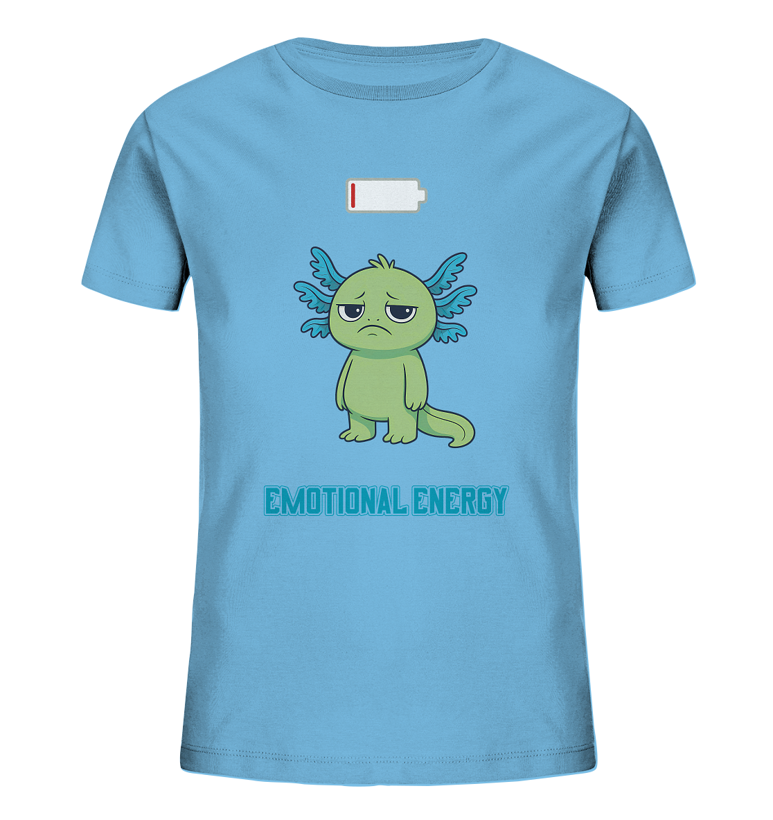 Emotional Energy – Axolotl mit leerem Akku (Grün) - Kids Organic Shirt
