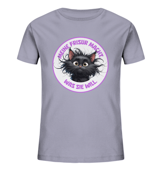 Meine Frisur macht, was sie will – Katze (lila) - Kids Organic Shirt