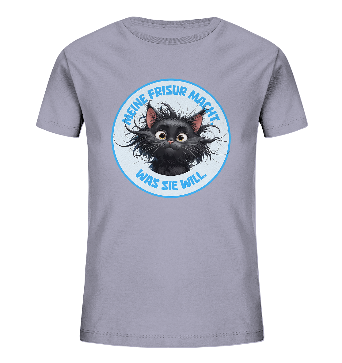 Meine Frisur macht, was sie will – Katze (blau) - Kids Organic Shirt