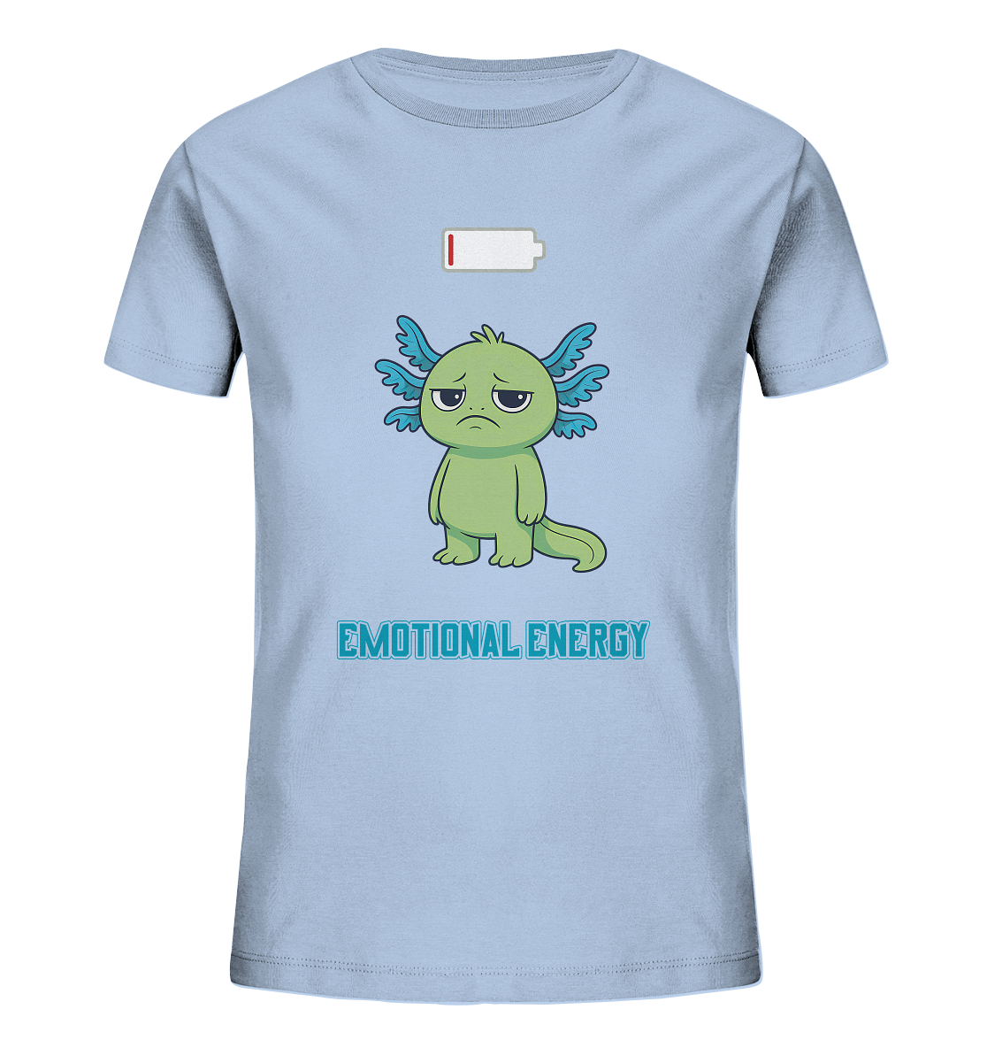 Emotional Energy – Axolotl mit leerem Akku (Grün) - Kids Organic Shirt