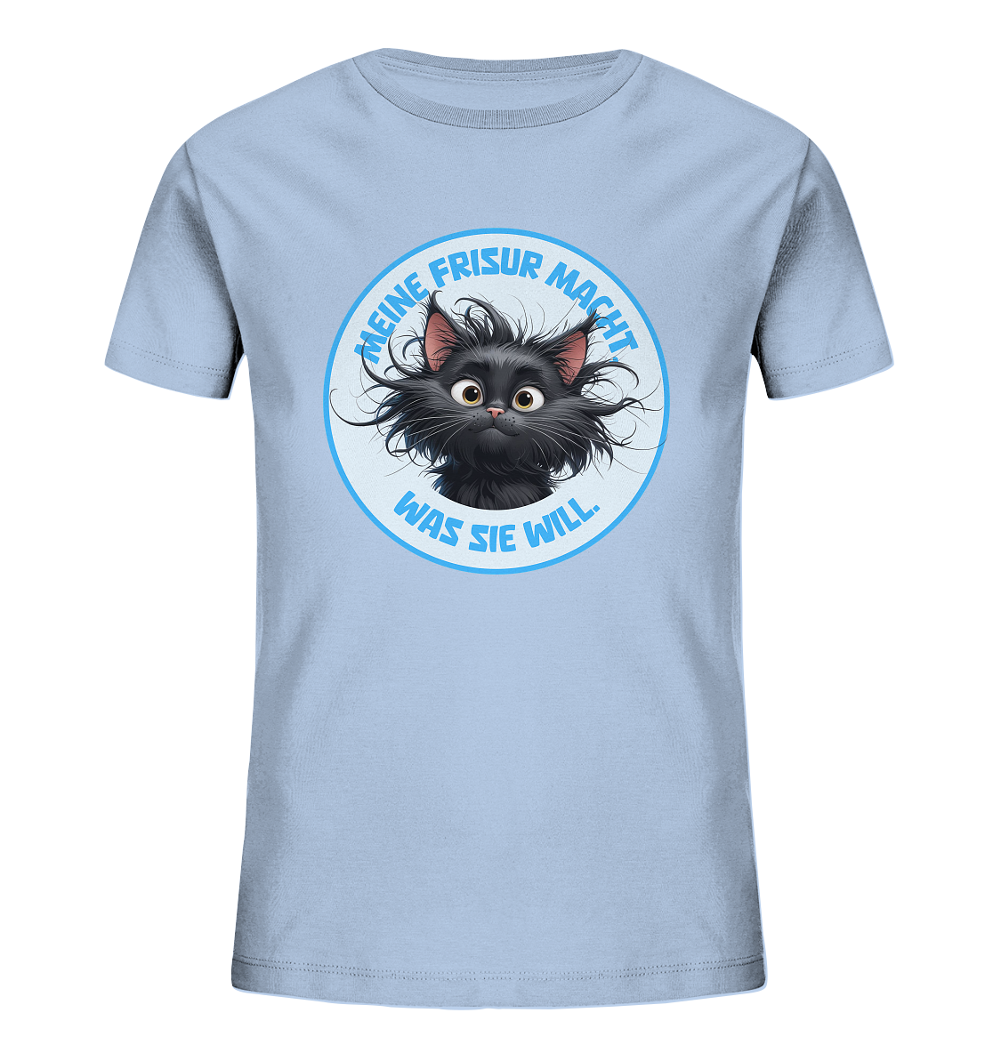 Meine Frisur macht, was sie will – Katze (blau) - Kids Organic Shirt
