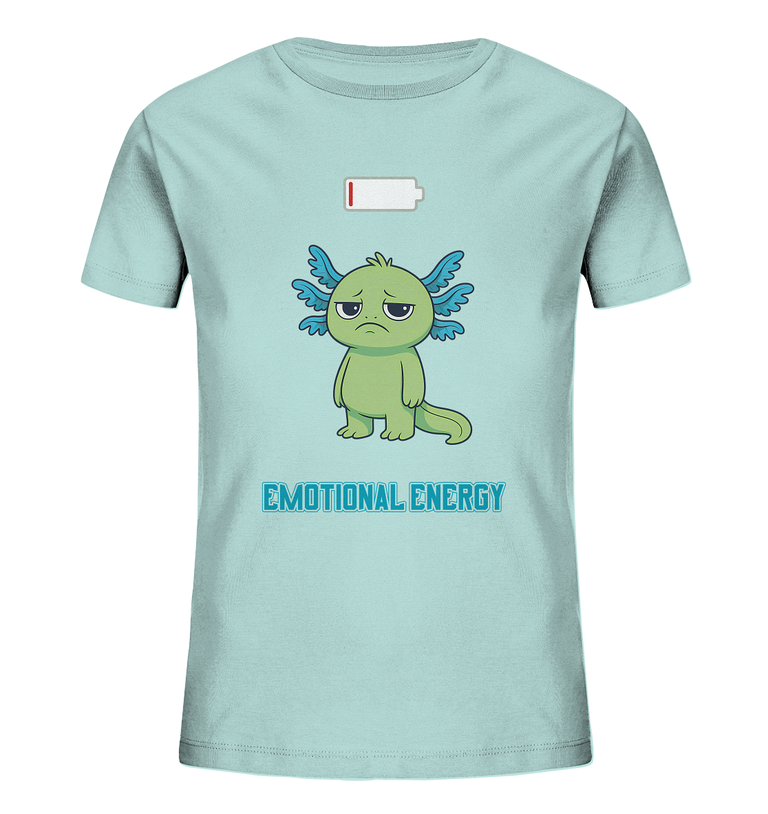 Emotional Energy – Axolotl mit leerem Akku (Grün) - Kids Organic Shirt