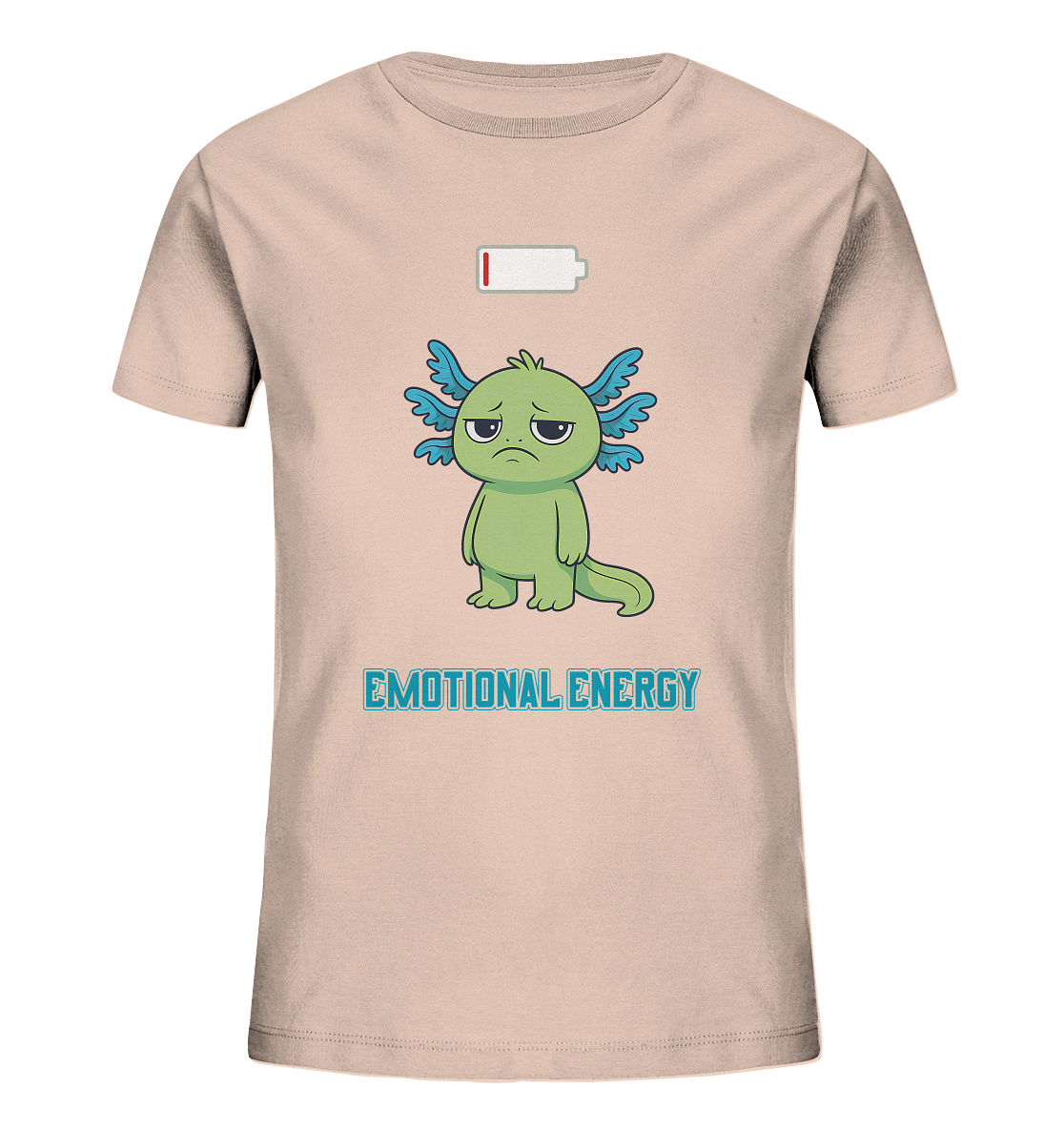 Emotional Energy – Axolotl mit leerem Akku (Grün) - Kids Organic Shirt