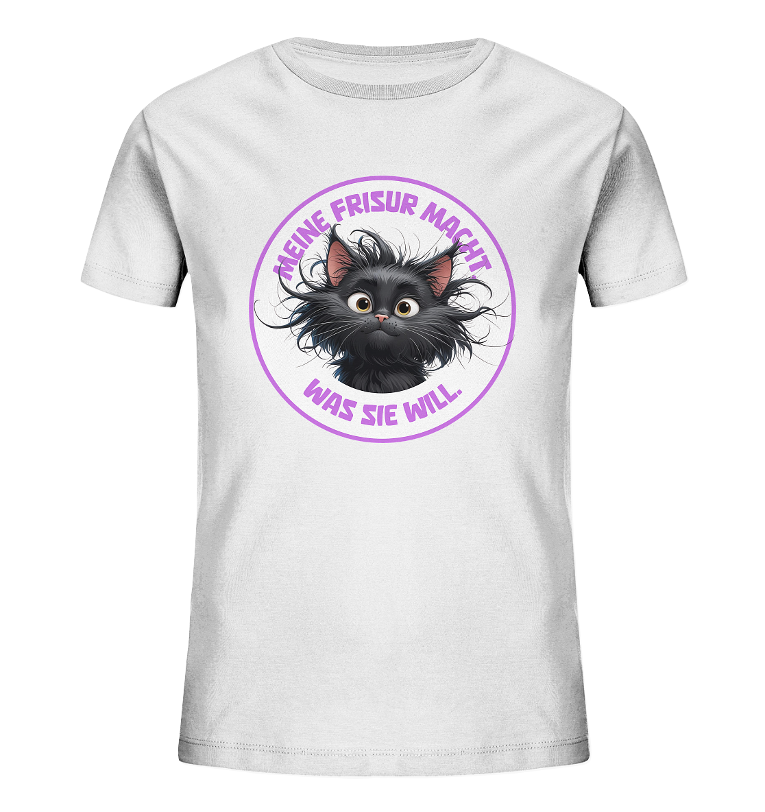 Meine Frisur macht, was sie will – Katze (lila) - Kids Organic Shirt