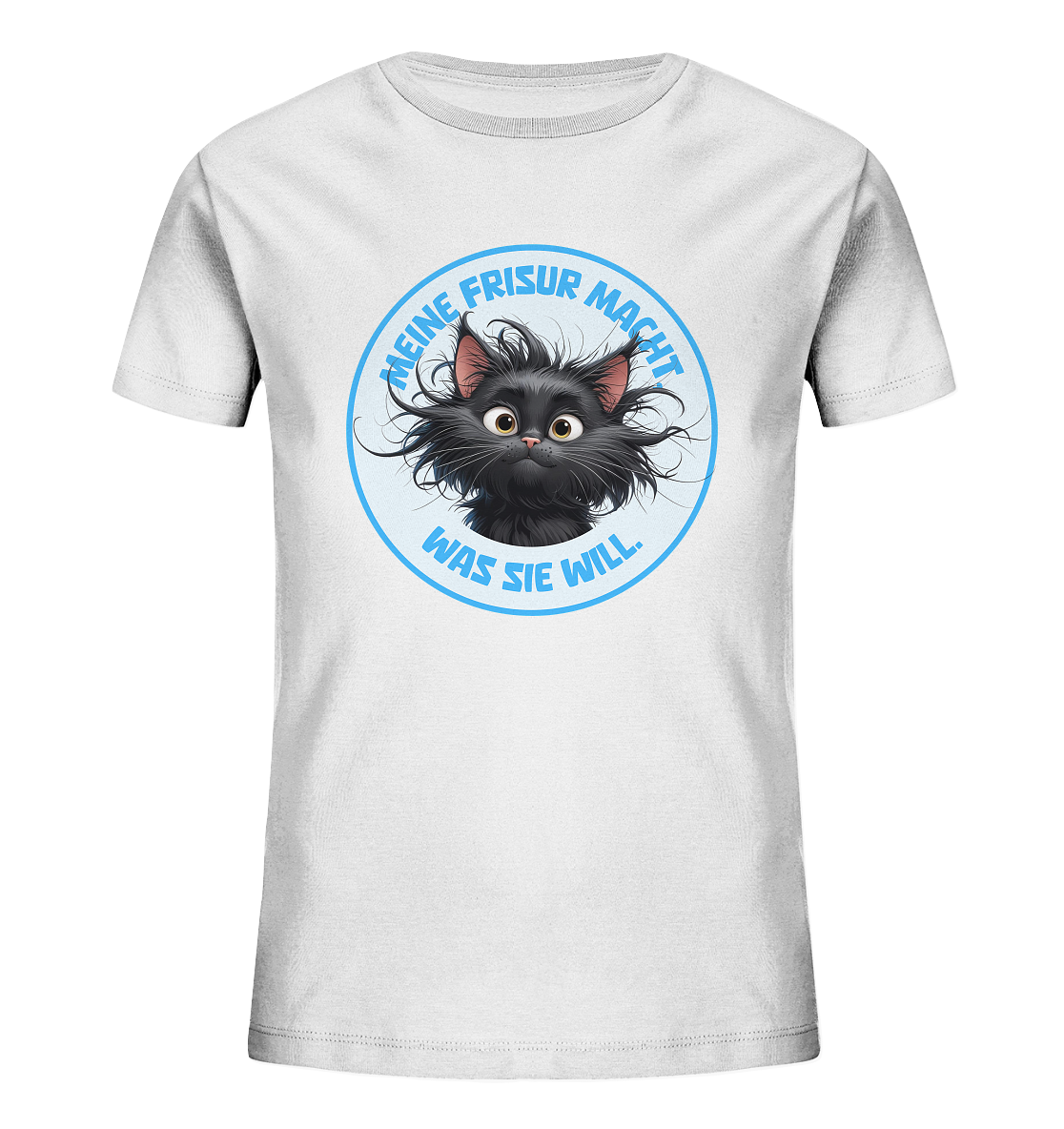 Meine Frisur macht, was sie will – Katze (blau) - Kids Organic Shirt