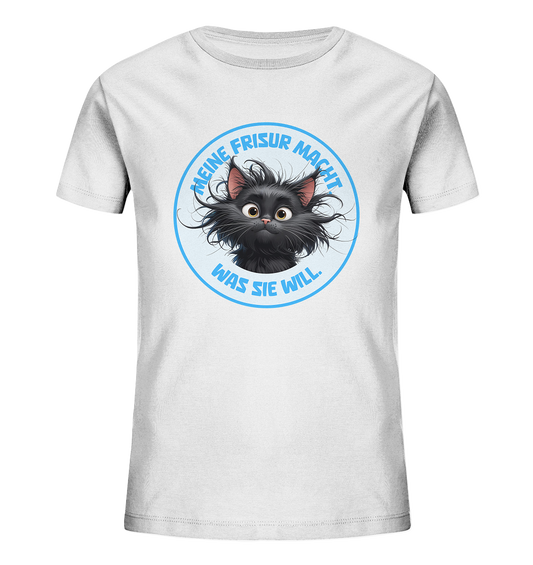 Meine Frisur macht, was sie will – Katze (blau) - Kids Organic Shirt
