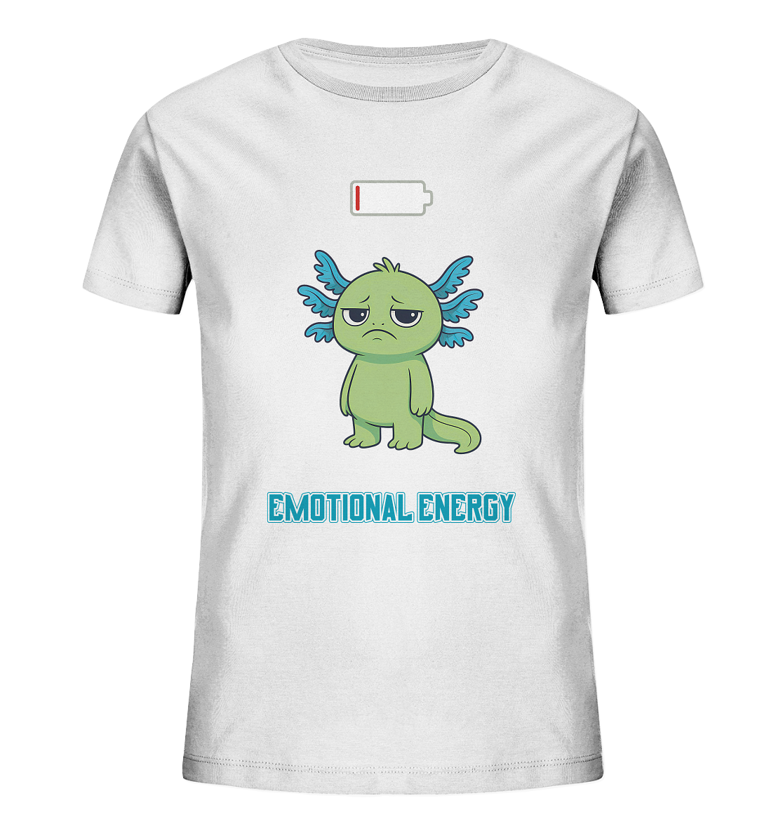 Emotional Energy – Axolotl mit leerem Akku (Grün) - Kids Organic Shirt