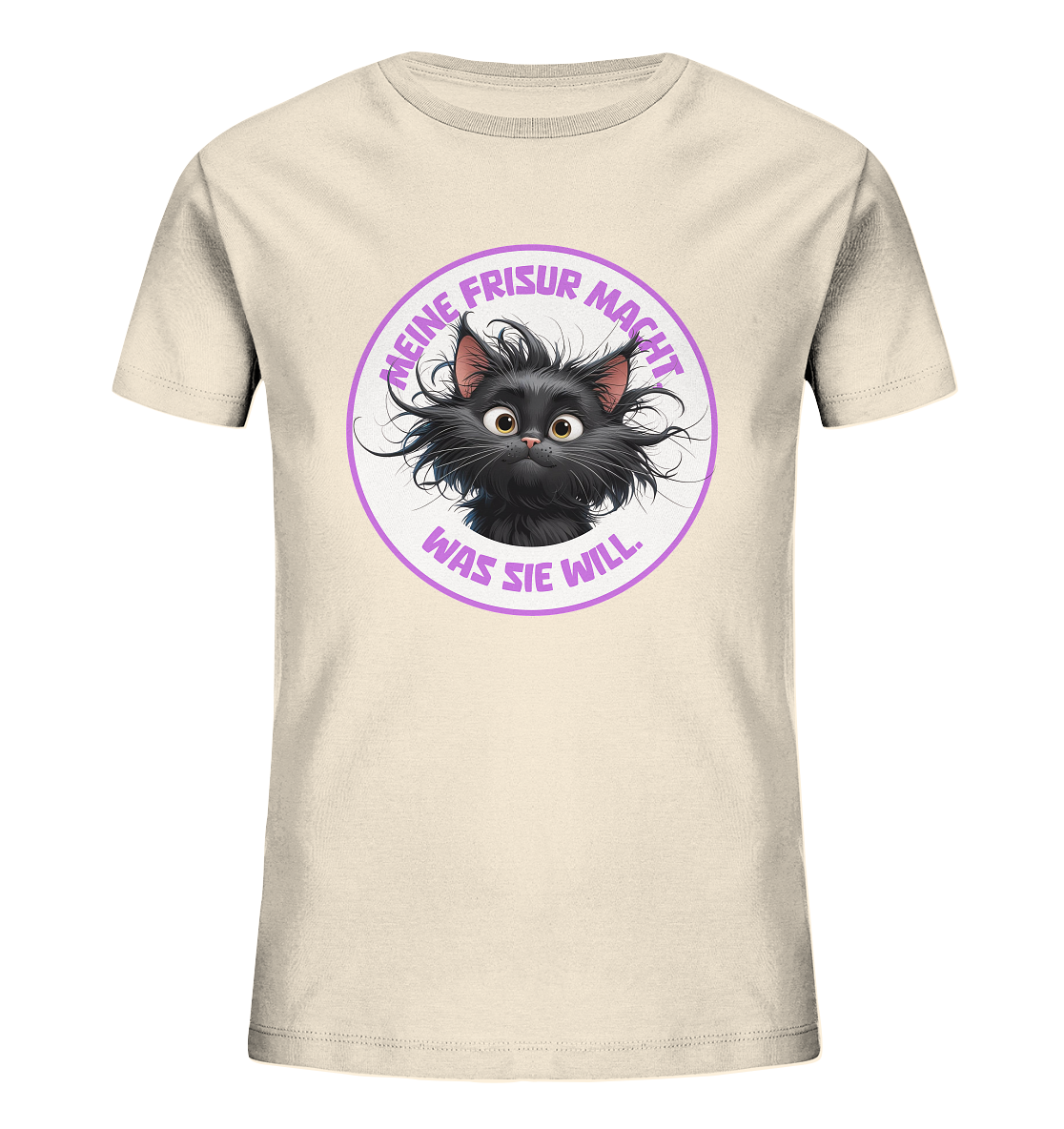 Meine Frisur macht, was sie will – Katze (lila) - Kids Organic Shirt