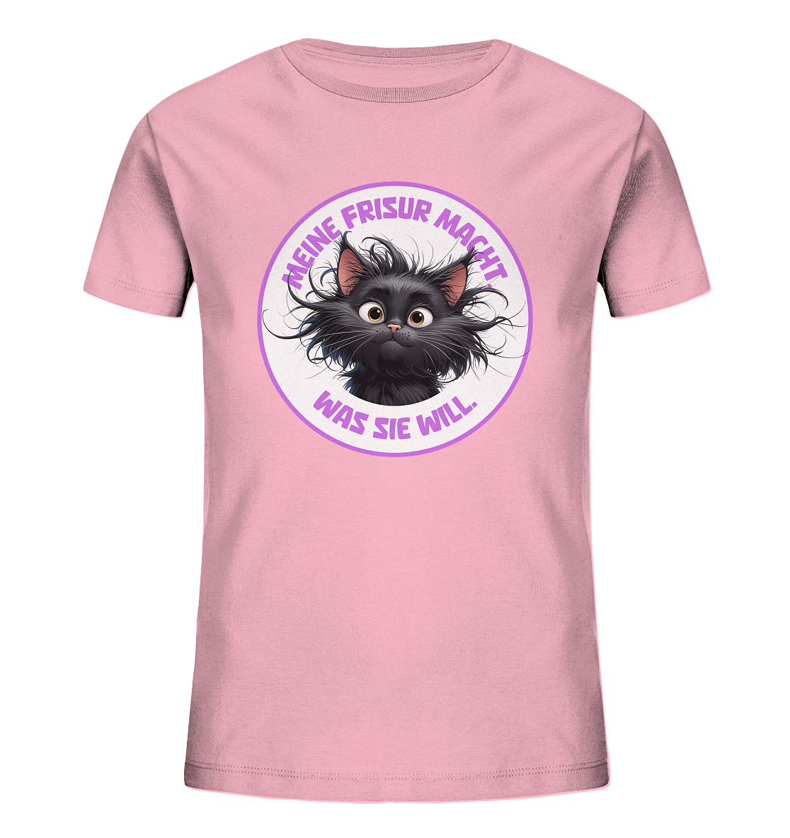 Meine Frisur macht, was sie will – Katze (lila) - Kids Organic Shirt