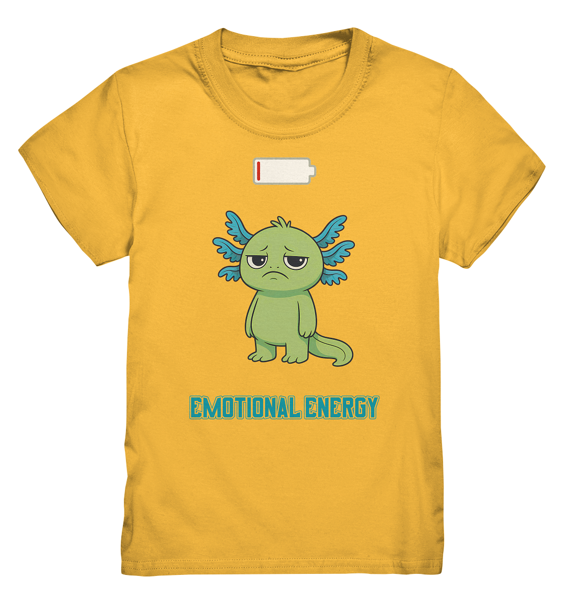 Emotional Energy – Axolotl mit leerem Akku (Grün) - Kids Premium Shirt