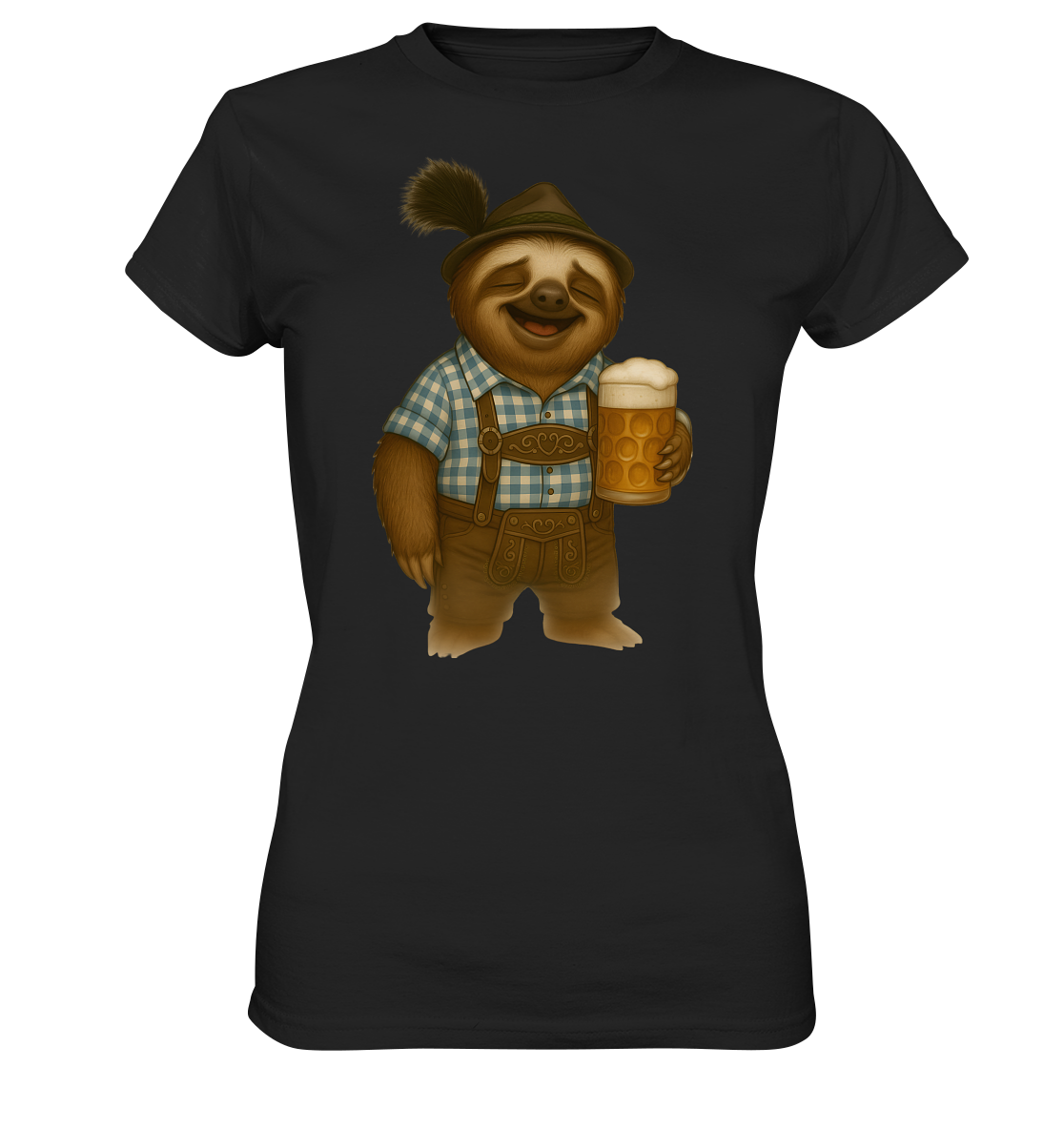 Slothies – Sepp Slowmo – Festtags-Faultier in Lederhosn - Ladies Premium Shirt